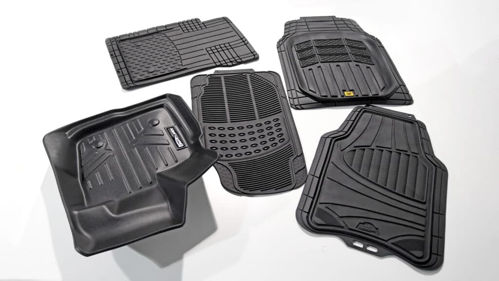 A display of the five best floor mats for cars as reviewed by our auto team.