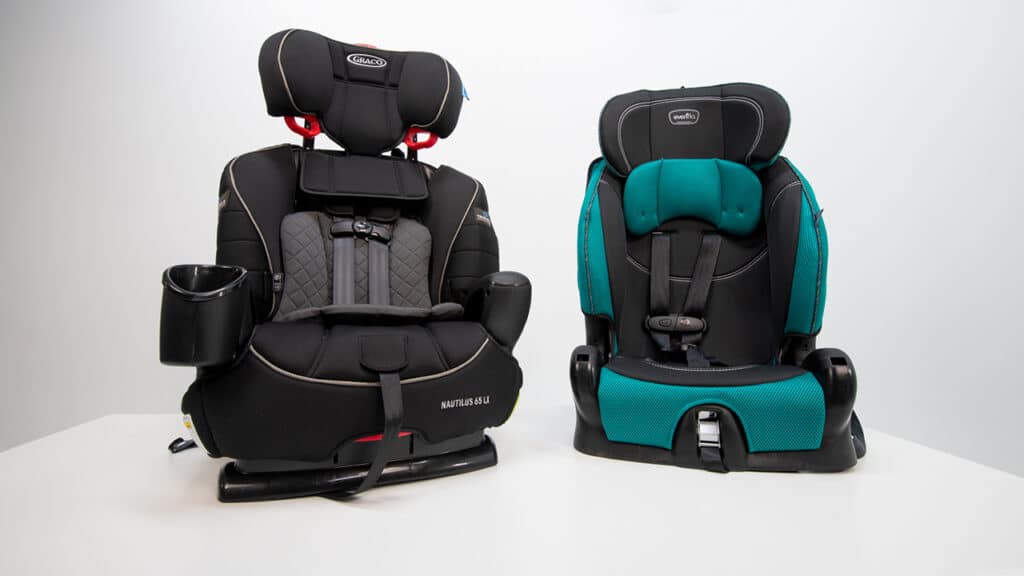 The Graco Nautilus and Evenflo Chase toddler car seats tested by our auto review team.
